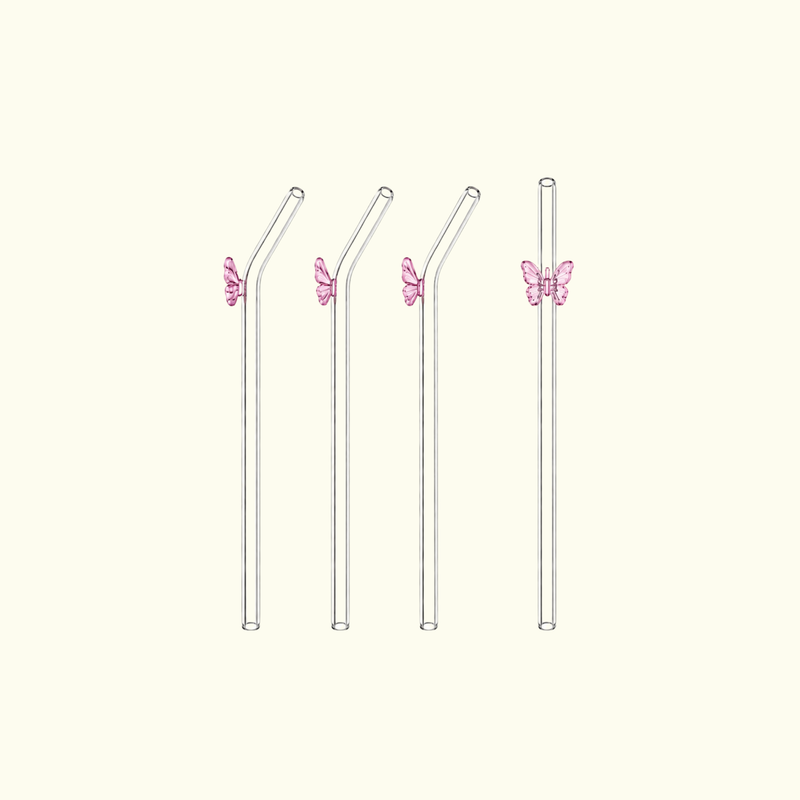 Butterfly Glass Straws (Set of four)