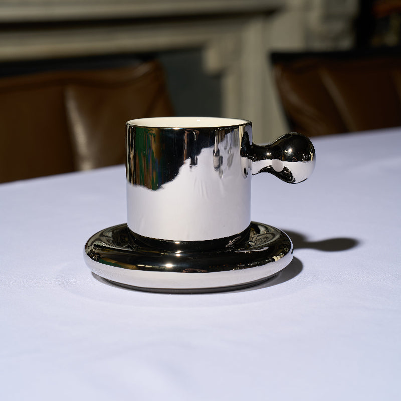 "HEATED" Mok & Schotelset — Chrome Editie