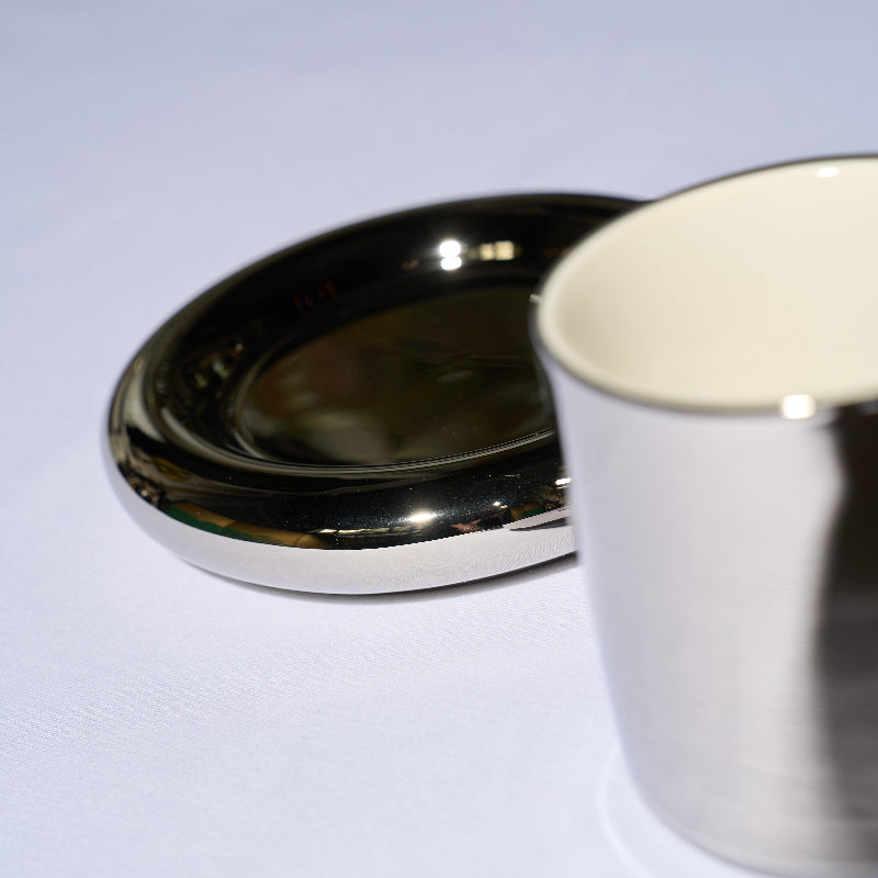 "HEATED" Mok & Schotelset — Chrome Editie