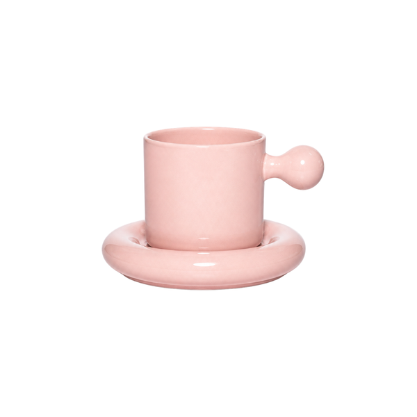 "Into You" Mug & Saucer Set — Blush Pink