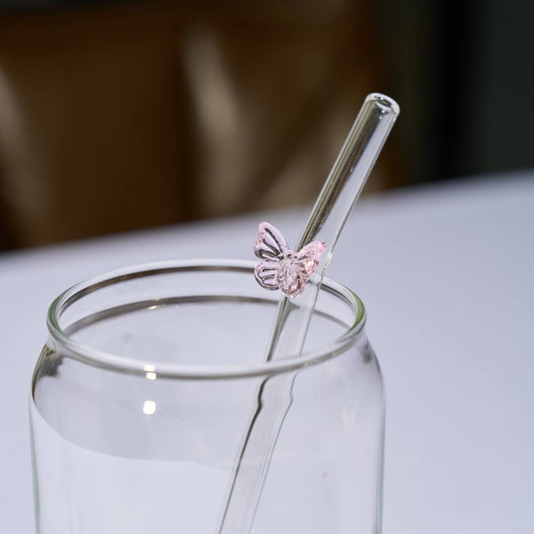 "Mariposa" Butterfly Glass Straws (Set of four)