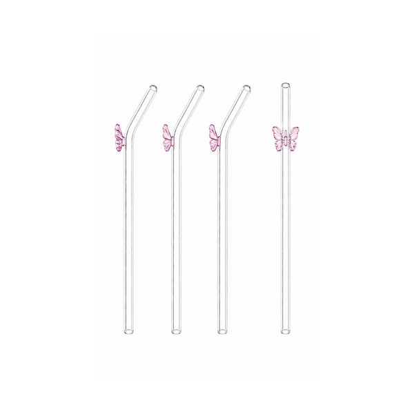 "Mariposa" Butterfly Glass Straws (Set of four)